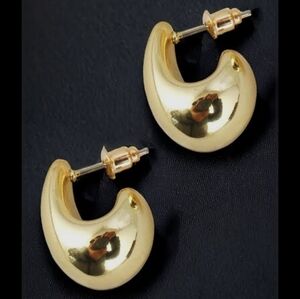 Elegant Gold Chunky U Shape Earrings